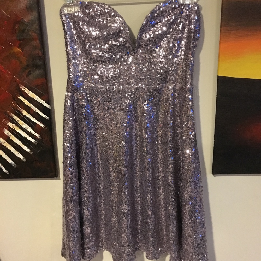 Sparkly Silver Mini Dress